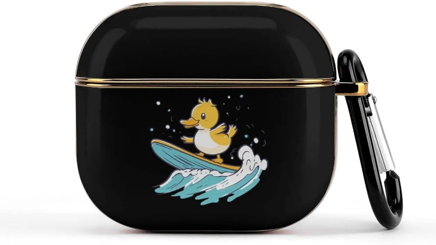 Duck Surfing On Wave Slim Travel Carrying Headphone Case Compatible with AirPods Smart Hard Shell Cover