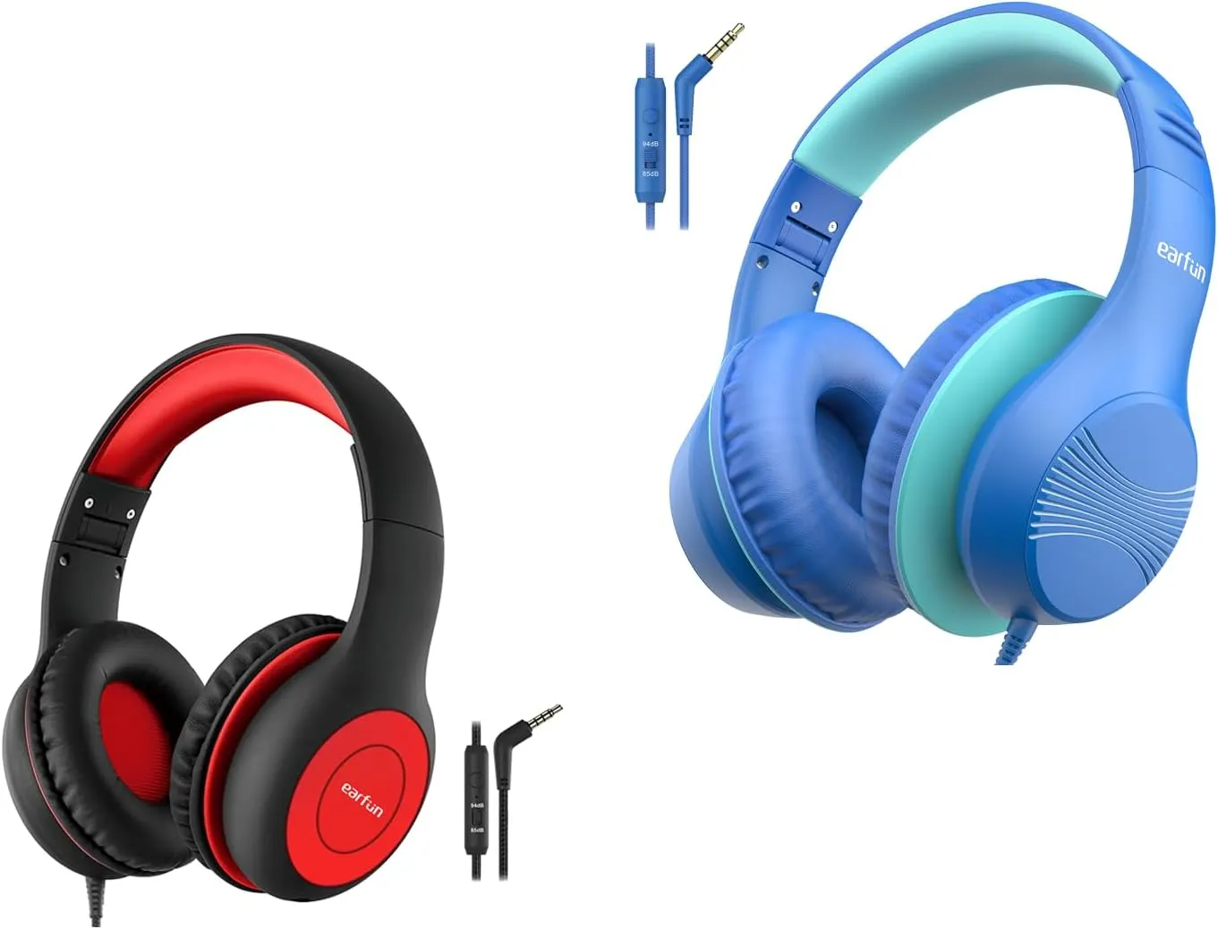 EarFun K1 Kids Headphones Wired with Microphone, 85/94dB Volume Limit Portable Headphones with Shareport K3 Kids Headphones, Over Ear Headphones with Microphones