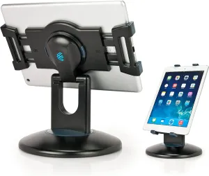 EHO iPad Stand, 360 Rotating Commercial Tablet Stand, Retail Kiosk, 6"-13" (Screens) Adapter Universal Tablet Clamp Holder for iPad, iPad Air, iPad Mini, Microsoft Surface, Most Tablets - Black