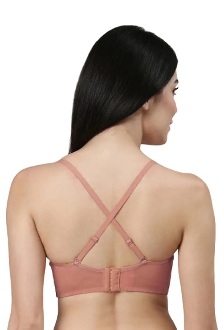 ENAMOR BRA-F125  Enamor Pure Ease Longline Comfort Lace Bra for Women - Padded, Wirefree and High Coverage