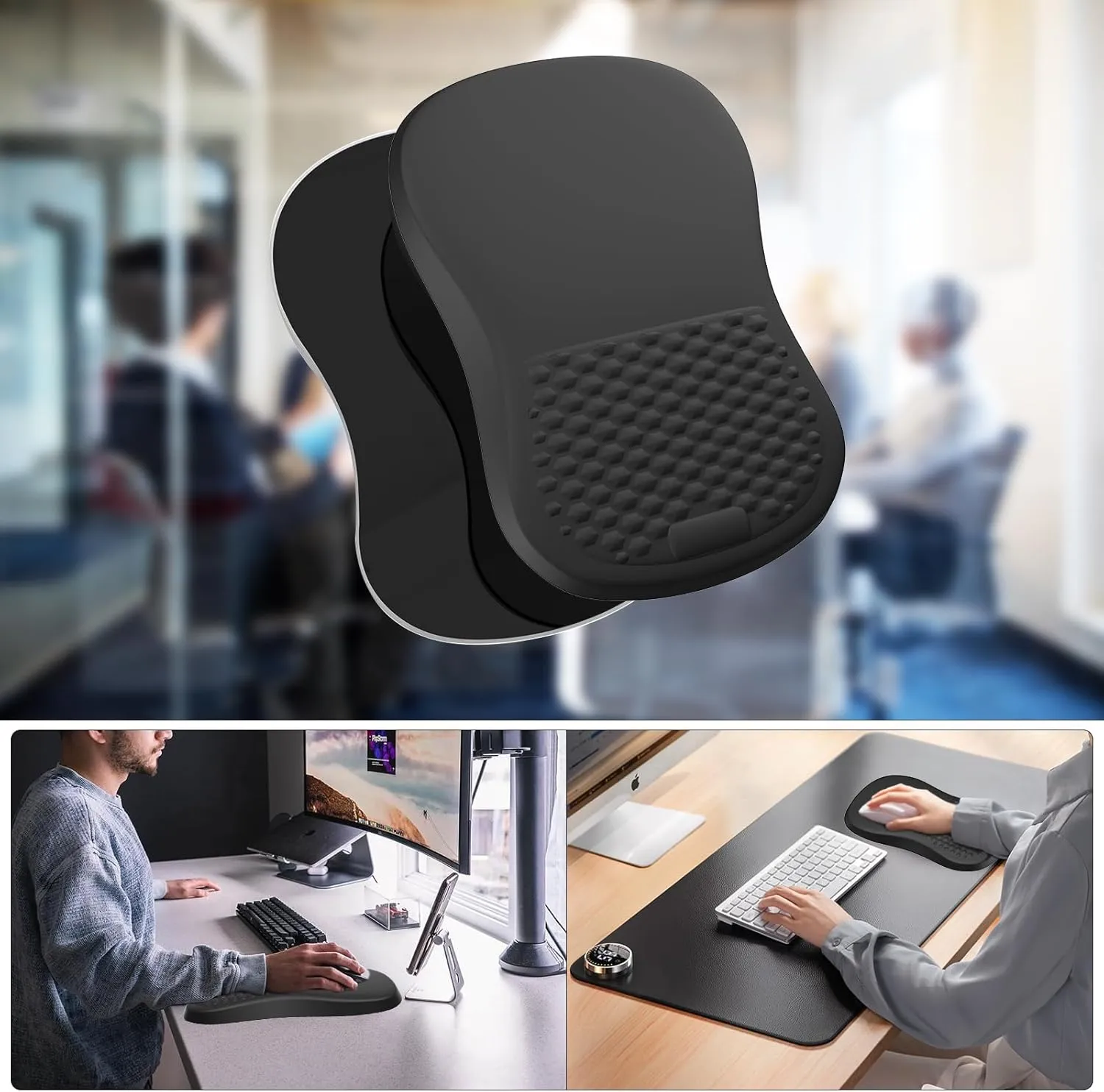 eulps Ergonomic Mouse Pad with Wrist Rest Support, Mousepad with Comfortable Memory Foam Wrist Rest and Non-Slip PU Base for Pain Relief, Computer, Laptop, Office, Home
