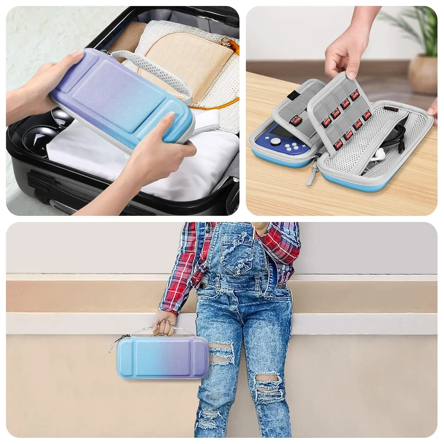 FINTIE Carrying Case for Nintendo Switch Lite 2019, [Shockproof] Hard Shell Protective Cover Travel Bag with Game Card & Micro SD Card Slots for Switch Lite Console & Accessories, Evening Ombre
