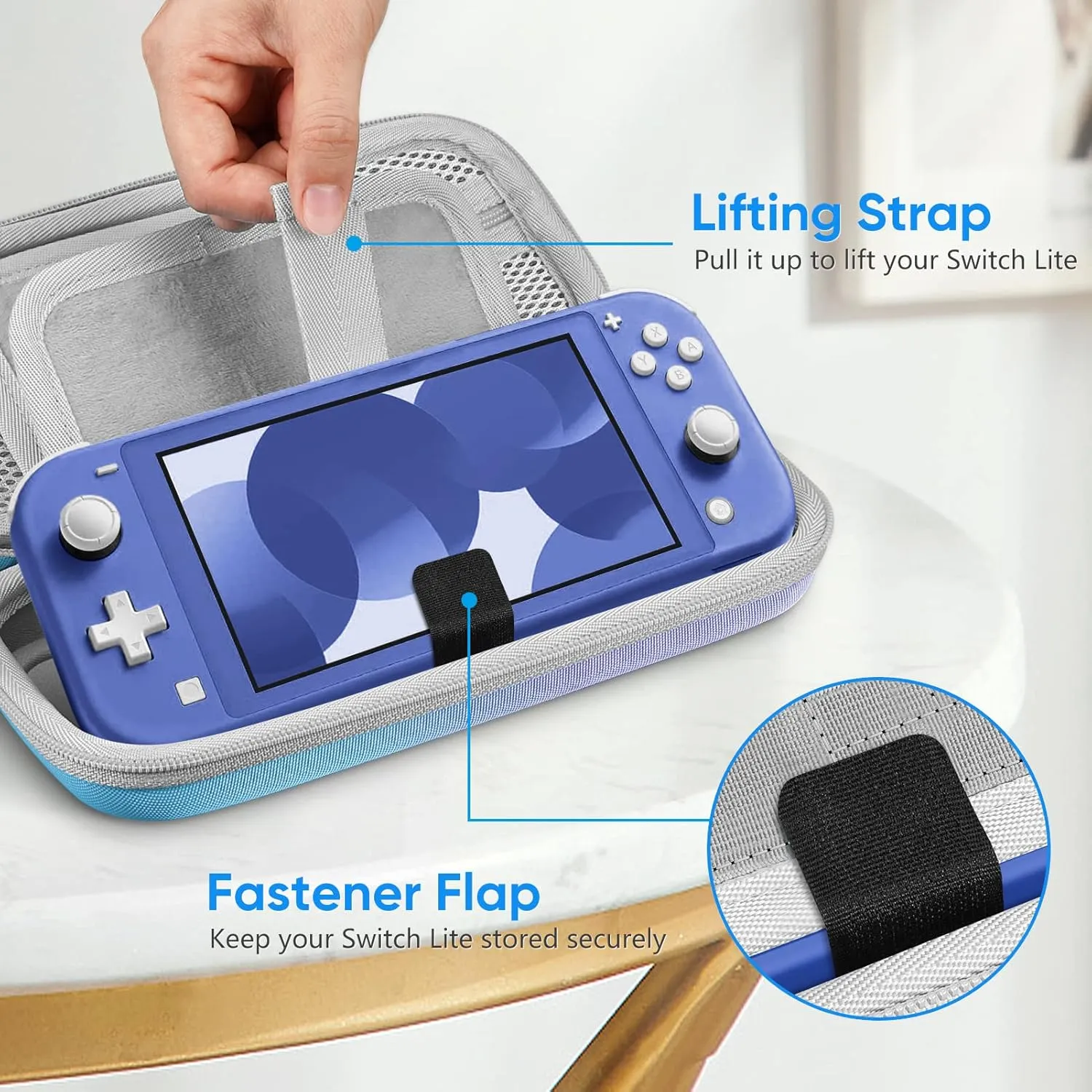 FINTIE Carrying Case for Nintendo Switch Lite 2019, [Shockproof] Hard Shell Protective Cover Travel Bag with Game Card & Micro SD Card Slots for Switch Lite Console & Accessories, Evening Ombre
