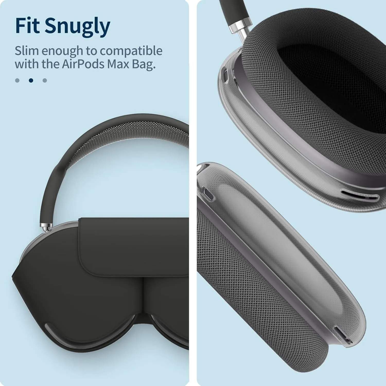 FINTIE Case Cover for AirPods Max Headphone, Soft TPU Clear Anti-Scratch Protective Cover, Transparent Accessories Skin Protector for Airpods Max (Clear Black)