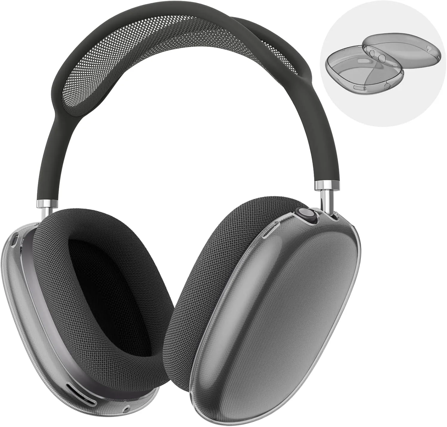 FINTIE Case Cover for AirPods Max Headphone, Soft TPU Clear Anti-Scratch Protective Cover, Transparent Accessories Skin Protector for Airpods Max (Clear Black)