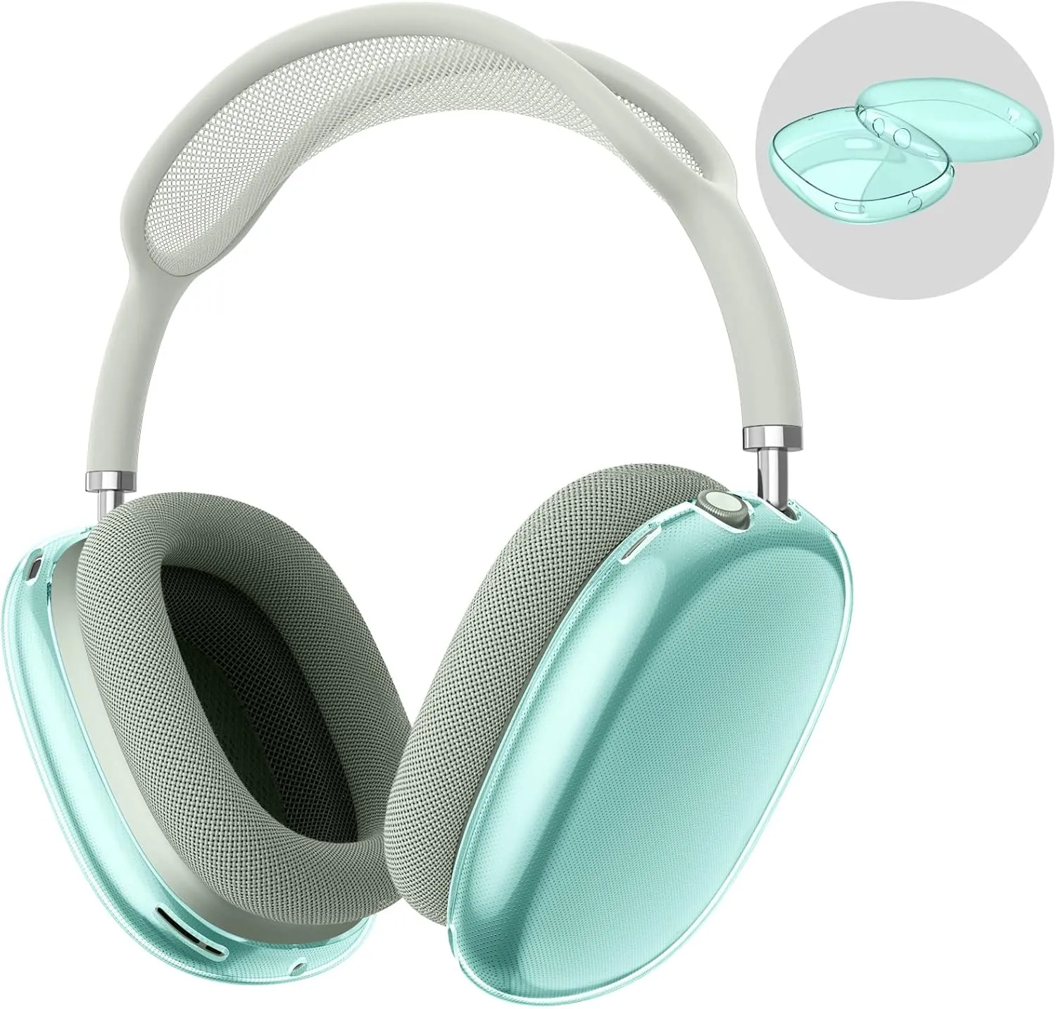 Fintie Case Cover for AirPods Max Headphone, Soft TPU Clear Anti-Scratch Protective Cover, Transparent Accessories Skin Protector for Airpods Max (Clear Green)