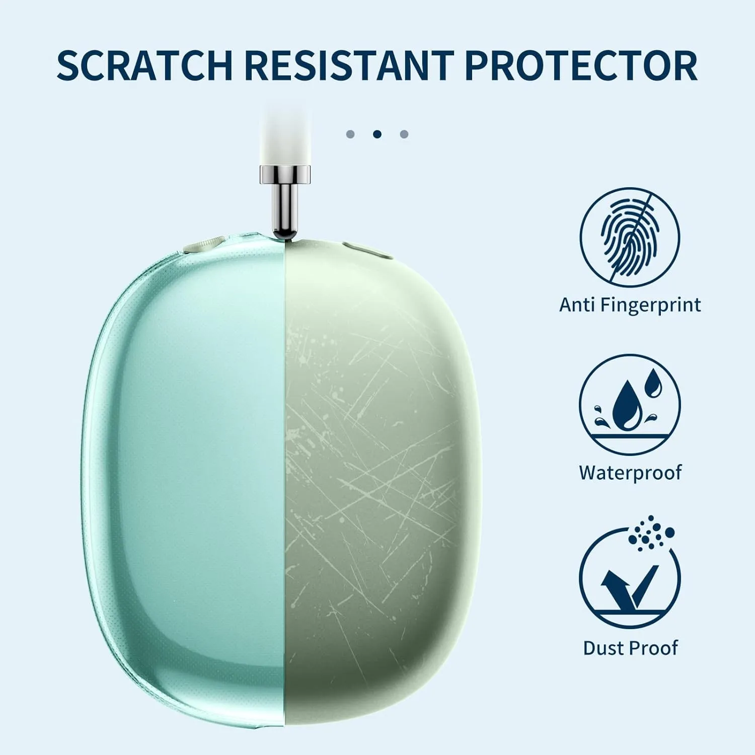 Fintie Case Cover for AirPods Max Headphone, Soft TPU Clear Anti-Scratch Protective Cover, Transparent Accessories Skin Protector for Airpods Max (Clear Green)