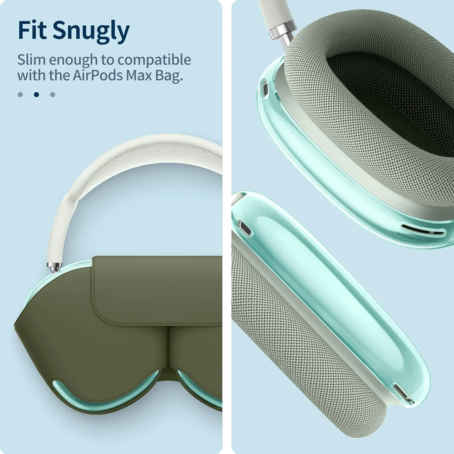 Fintie Case Cover for AirPods Max Headphone, Soft TPU Clear Anti-Scratch Protective Cover, Transparent Accessories Skin Protector for Airpods Max (Clear Green)