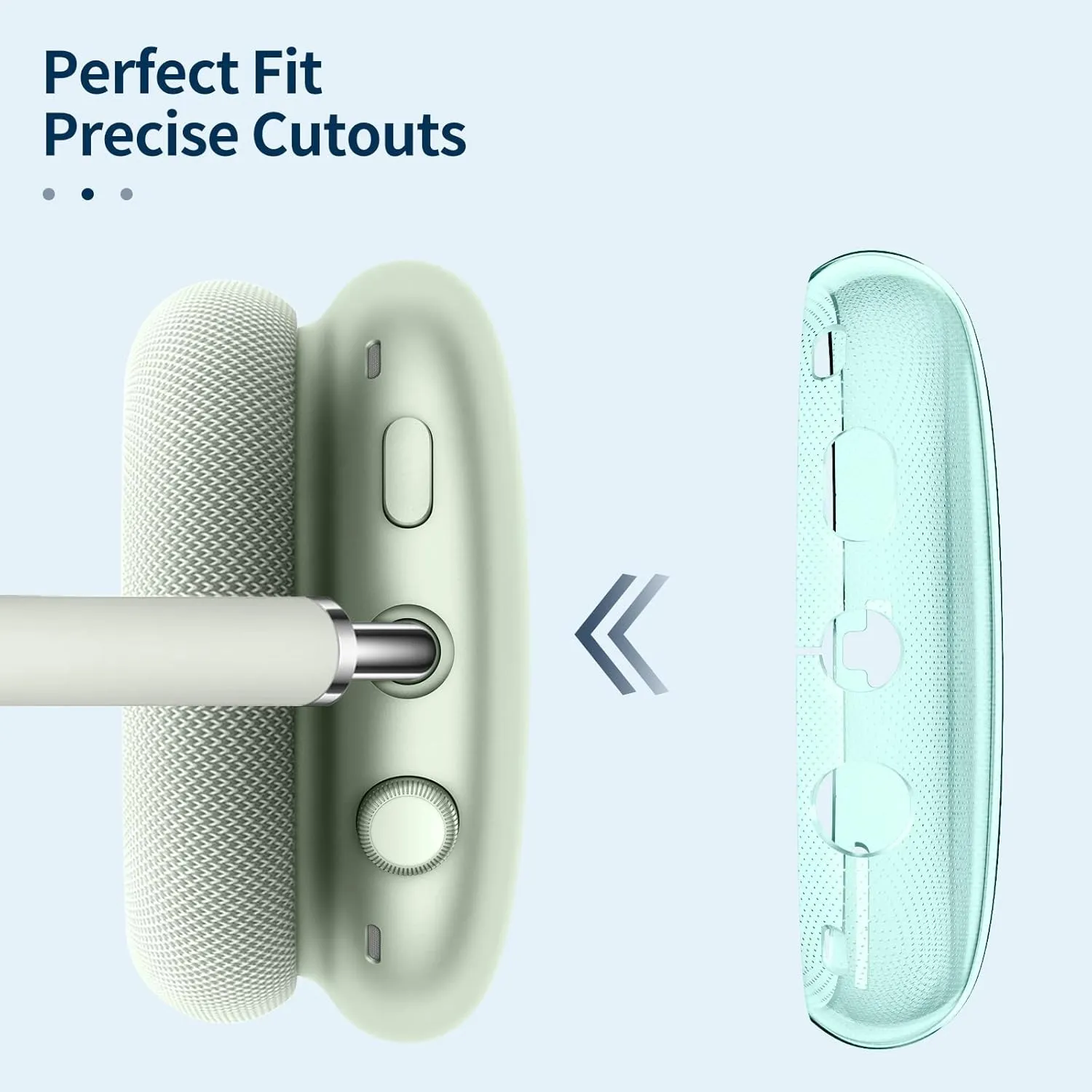 Fintie Case Cover for AirPods Max Headphone, Soft TPU Clear Anti-Scratch Protective Cover, Transparent Accessories Skin Protector for Airpods Max (Clear Green)