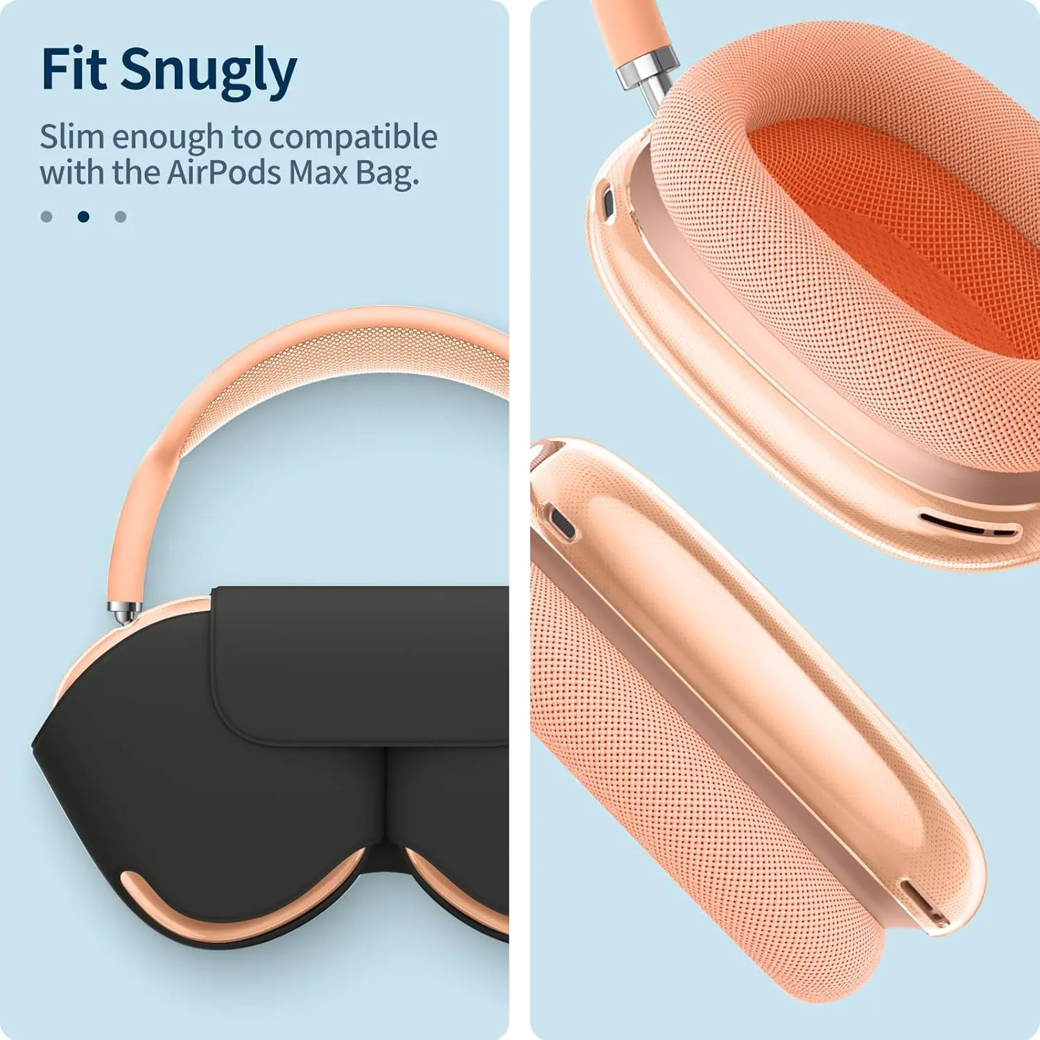 FINTIE Case Cover for AirPods Max Headphone, Soft TPU Clear Anti-Scratch Protective Cover, Transparent Accessories Skin Protector for Airpods Max (Clear Orange)