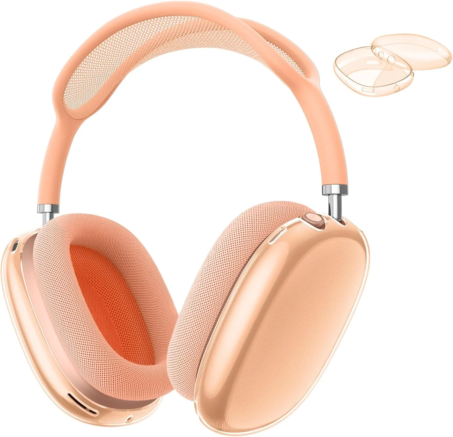 FINTIE Case Cover for AirPods Max Headphone, Soft TPU Clear Anti-Scratch Protective Cover, Transparent Accessories Skin Protector for Airpods Max (Clear Orange)
