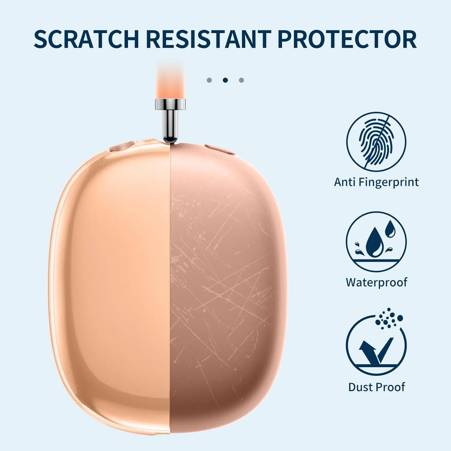 FINTIE Case Cover for AirPods Max Headphone, Soft TPU Clear Anti-Scratch Protective Cover, Transparent Accessories Skin Protector for Airpods Max (Clear Orange)