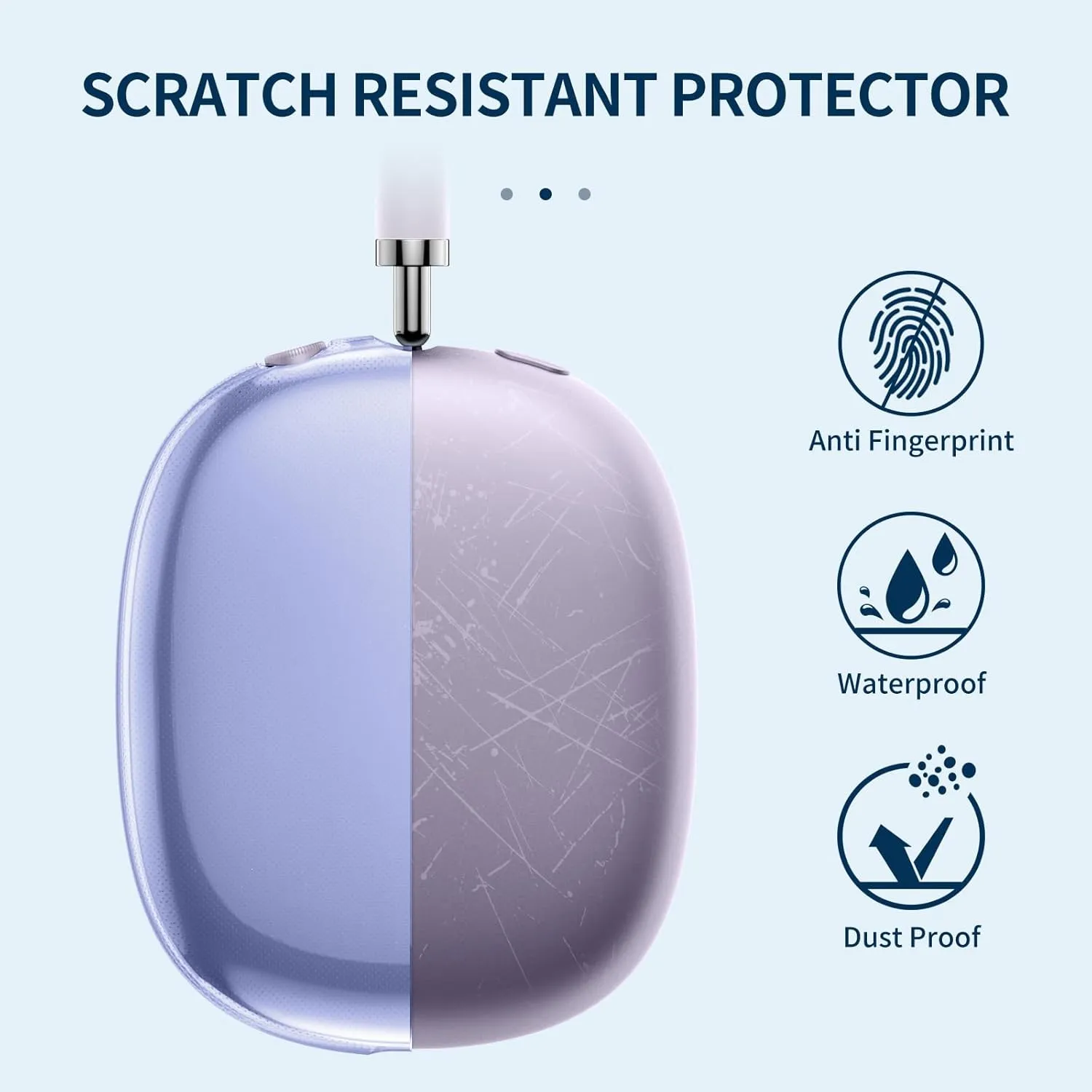 FINTIE Case Cover for AirPods Max Headphone, Soft TPU Clear Anti-Scratch Protective Cover, Transparent Accessories Skin Protector for Airpods Max (Clear Purple)
