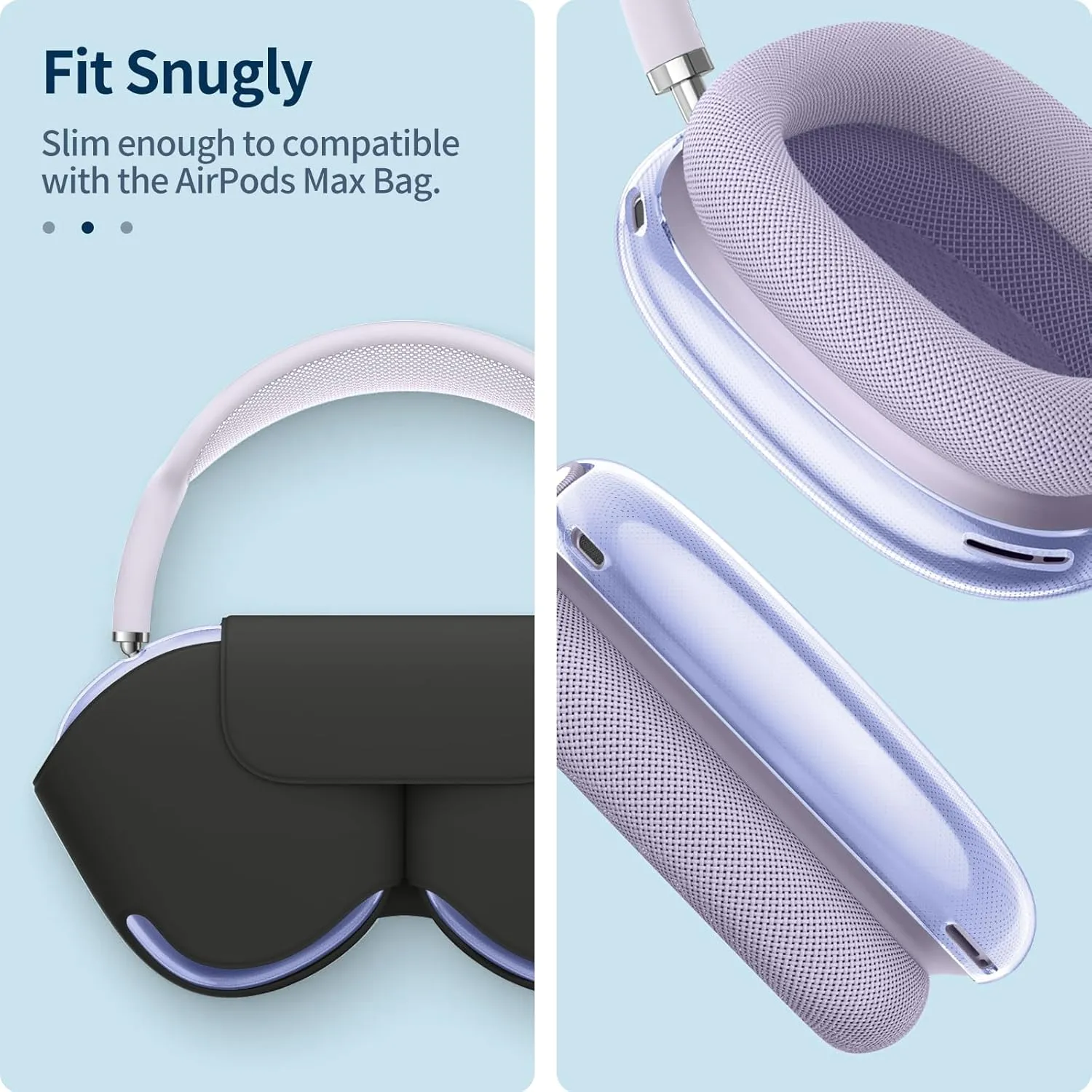 FINTIE Case Cover for AirPods Max Headphone, Soft TPU Clear Anti-Scratch Protective Cover, Transparent Accessories Skin Protector for Airpods Max (Clear Purple)