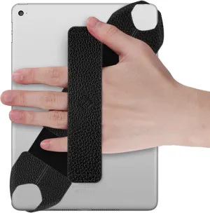 Fintie Universal Tablet Hand Strap Holder, 360 Degrees Swivel PU Leather Handle Grip with Elastic Belt, Secure Portable for iPad/iPad Pro and All 9-11 Inch Tablets, Black