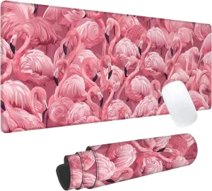 Flamingo Gaming Mouse Pad, Office Desk Mat, Anti-Slip Rubber Base Cool Aesthetic Mouse Pads for Computer Laptop Keyboard School Home Desktop Gamer Home Accessories Decor 31.5" x 11.8"