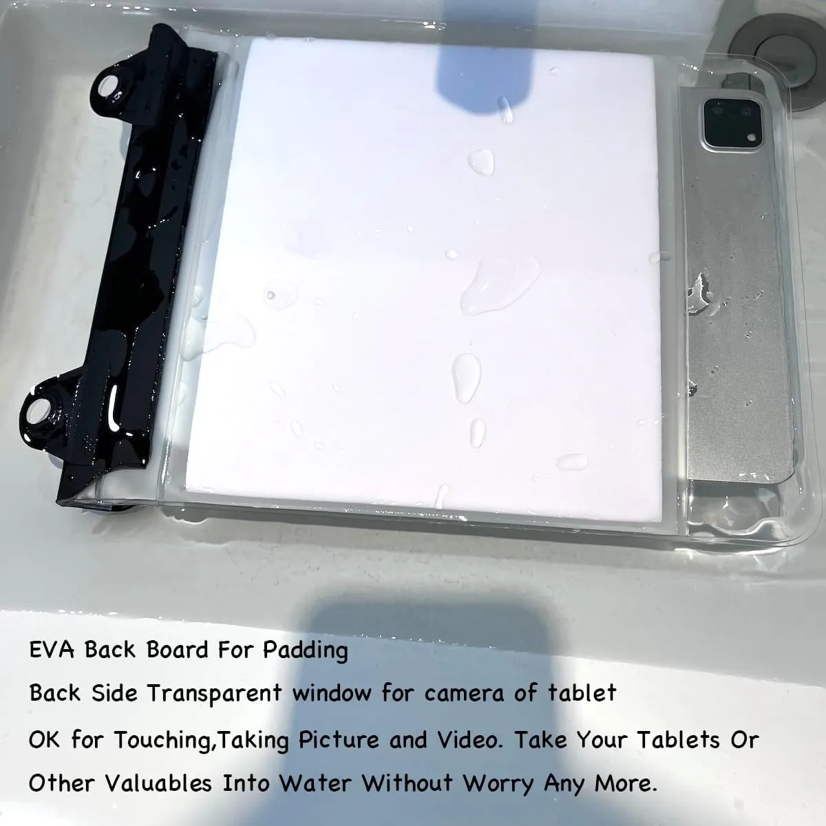 Floating Waterproof Tablet Case eReader Cover Bag Waterproof Holder Pouch for ipad pro air 11" Galaxy Tab S9 Surface Go 3 Kindle Scribe Up to 11.5 inch (Black)