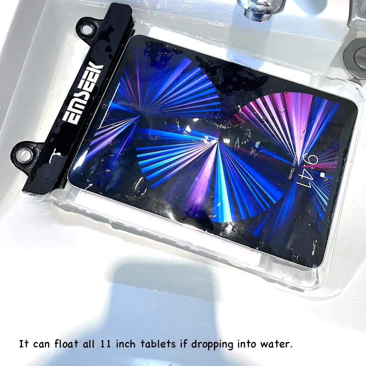 Floating Waterproof Tablet Case eReader Cover Bag Waterproof Holder Pouch for ipad pro air 11" Galaxy Tab S9 Surface Go 3 Kindle Scribe Up to 11.5 inch (Black)