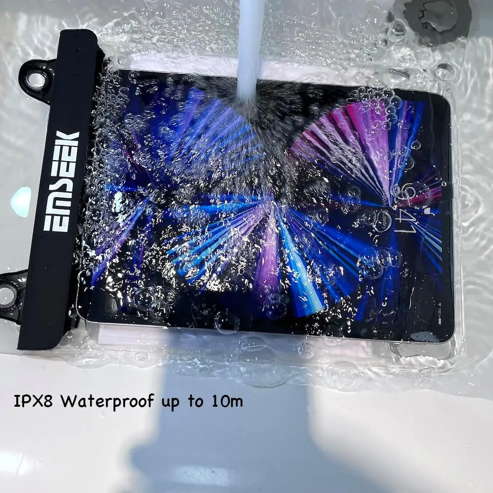 Floating Waterproof Tablet Case eReader Cover Bag Waterproof Holder Pouch for ipad pro air 11" Galaxy Tab S9 Surface Go 3 Kindle Scribe Up to 11.5 inch (Black)