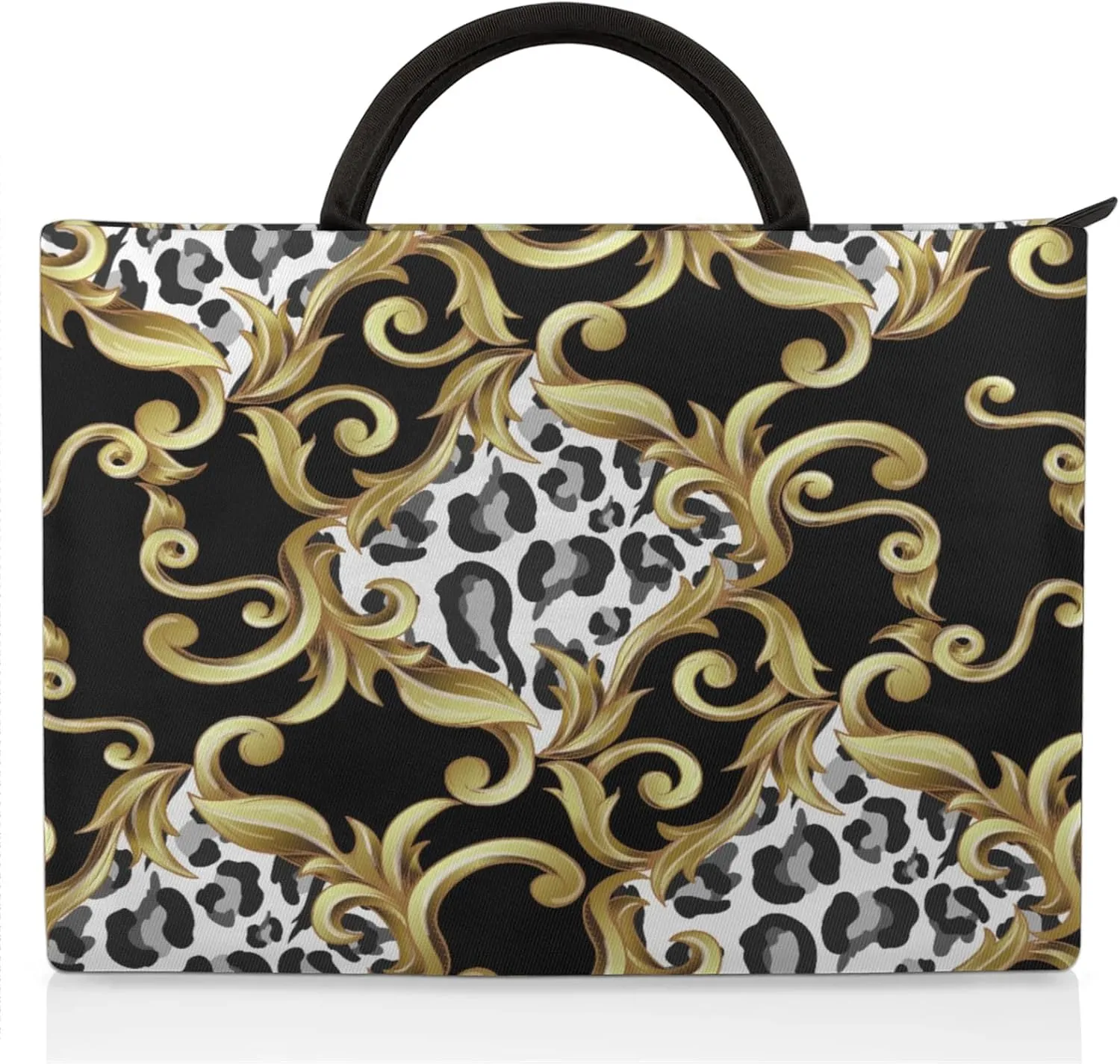 Floral Leopard Laptop Sleeve with Handle Waterproof Computer Carrying Case