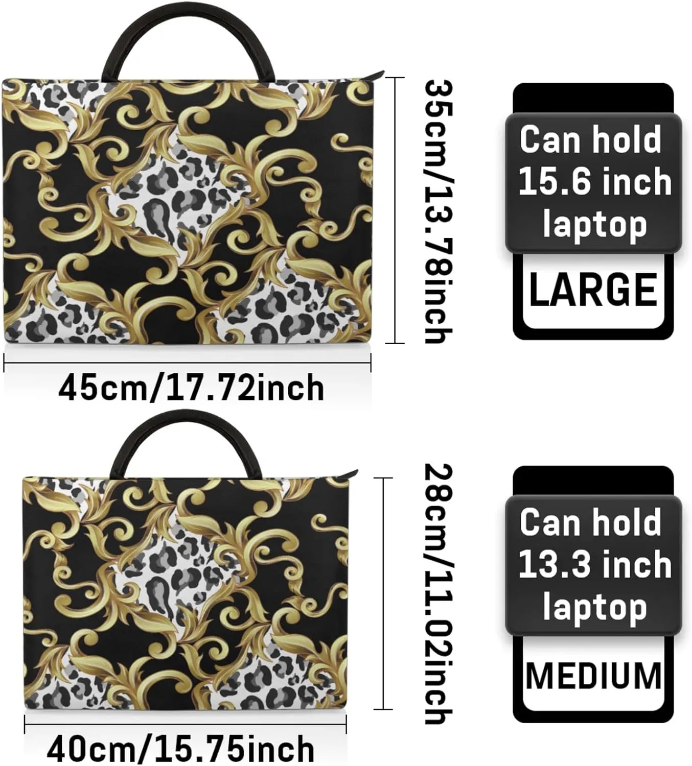 Floral Leopard Laptop Sleeve with Handle Waterproof Computer Carrying Case