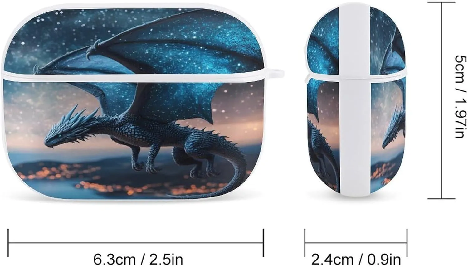 Flying Dragon Earbud Case Bluetooth Headphone Case Full Protective Case with Keychain Compatible with Airpods Pro White-Style