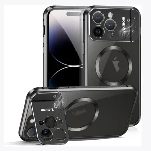 for IPhone16/1514/13 Promax Magnetic Aromatherapy Metal Mobile Phone Case Mirror Holder Protective Cover (Black,iPhone 13)