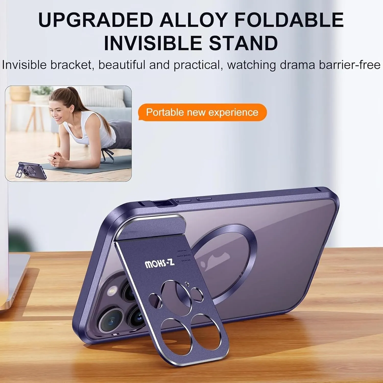 for IPhone16/1514/13 Promax Magnetic Aromatherapy Metal Mobile Phone Case Mirror Holder Protective Cover (Purple,iPhone 13)