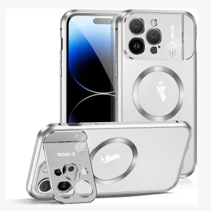 for IPhone16/1514/13 Promax Magnetic Aromatherapy Metal Mobile Phone Case Mirror Holder Protective Cover (Silver,iPhone 13 Pro Max)