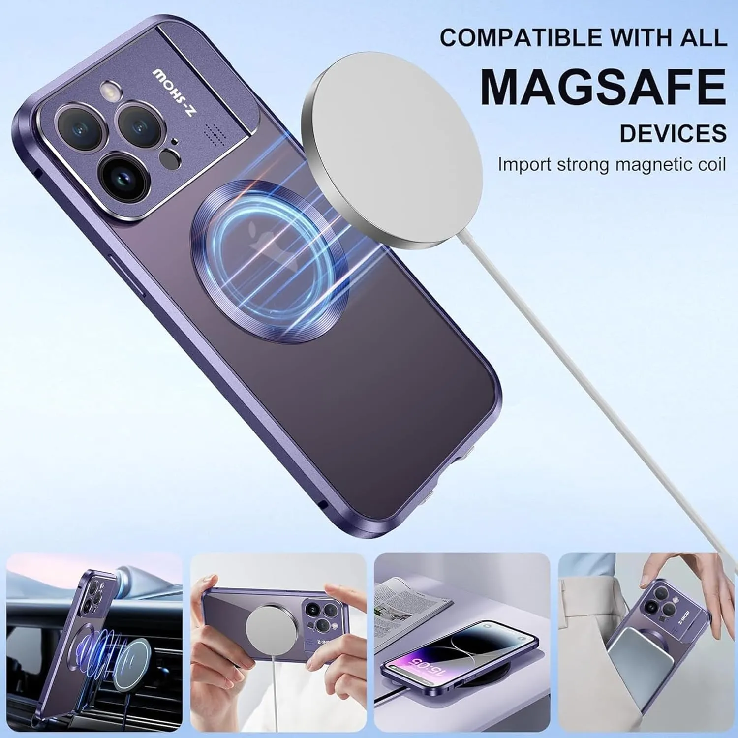 for IPhone16/1514/13 Promax Magnetic Aromatherapy Metal Mobile Phone Case Mirror Holder Protective Cover (Silver,iPhone 13 Pro Max)