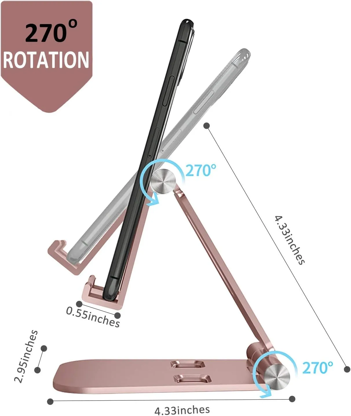 Fully Foldable Cell Phone Stand Holder for Desk Adjustable iPhone Stand Aluminum Compatible with 4"-10" Phone/Kindle/Tablet/iPad/iPhone - Rose Gold   Spearmint Green
