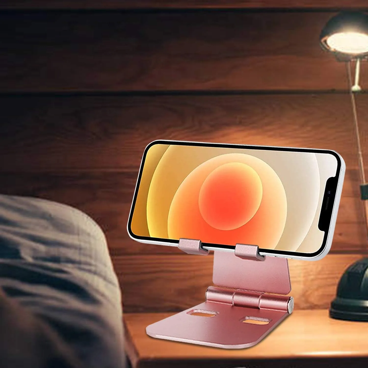 Fully Foldable Cell Phone Stand Holder for Desk Adjustable iPhone Stand Aluminum Compatible with 4"-10" Phone/Kindle/Tablet/iPad/iPhone - Rose Gold   Spearmint Green