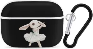 Funny Rabbit Ballet Dance Earbud Case Bluetooth Headphone Case Full Protective Case with Keychain Compatible with Airpods Pro White-Style