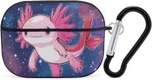 Galaxy Axolotl Earbud Case Bluetooth Headphone Case Full Protective Case with Keychain Compatible with Airpods Pro Black-Style