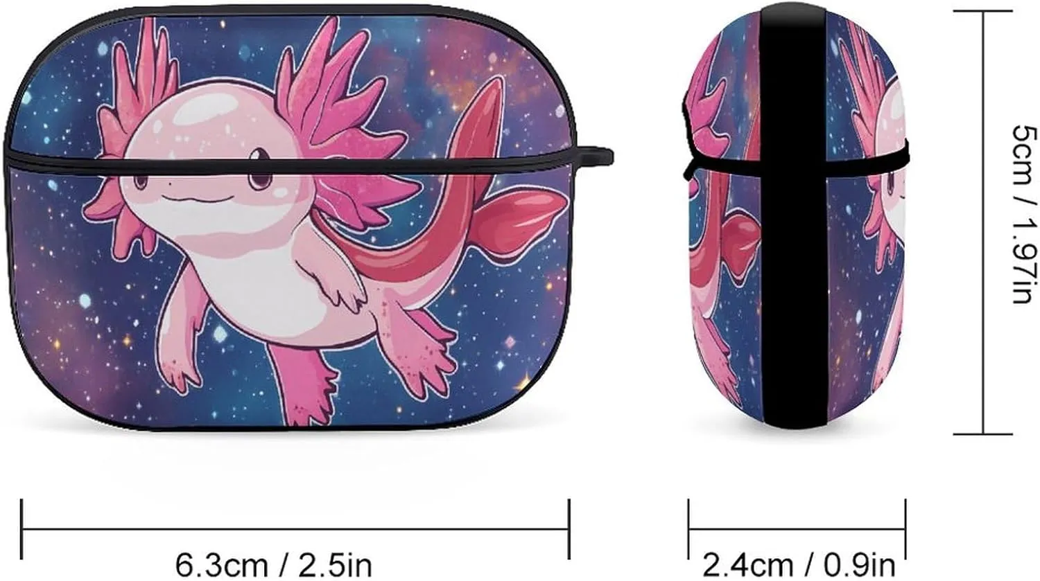 Galaxy Axolotl Earbud Case Bluetooth Headphone Case Full Protective Case with Keychain Compatible with Airpods Pro Black-Style