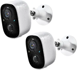 Geekee Security Cameras Wireless Outdoor 2-Way Talk Battery Powered Wi-Fi Cameras for Outside and Indoor 1080P Night Vision AI Motion Detection Siren Alarm IP65 Weatherproof 2-Pack
