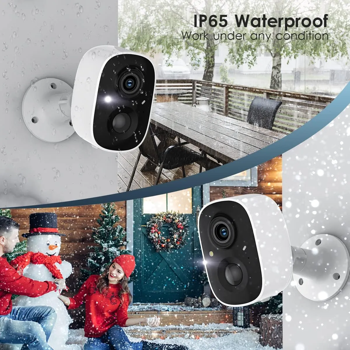 Geekee Security Cameras Wireless Outdoor 2-Way Talk Battery Powered Wi-Fi Cameras for Outside and Indoor 1080P Night Vision AI Motion Detection Siren Alarm IP65 Weatherproof 2-Pack