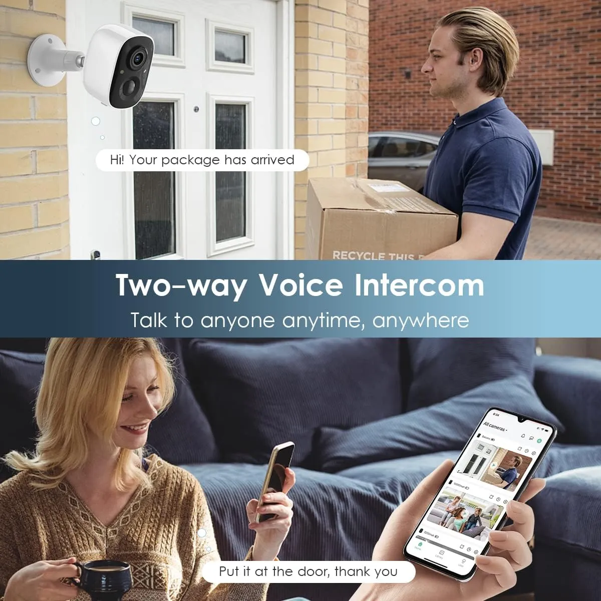 Geekee Security Cameras Wireless Outdoor 2-Way Talk Battery Powered Wi-Fi Cameras for Outside and Indoor 1080P Night Vision AI Motion Detection Siren Alarm IP65 Weatherproof 2-Pack