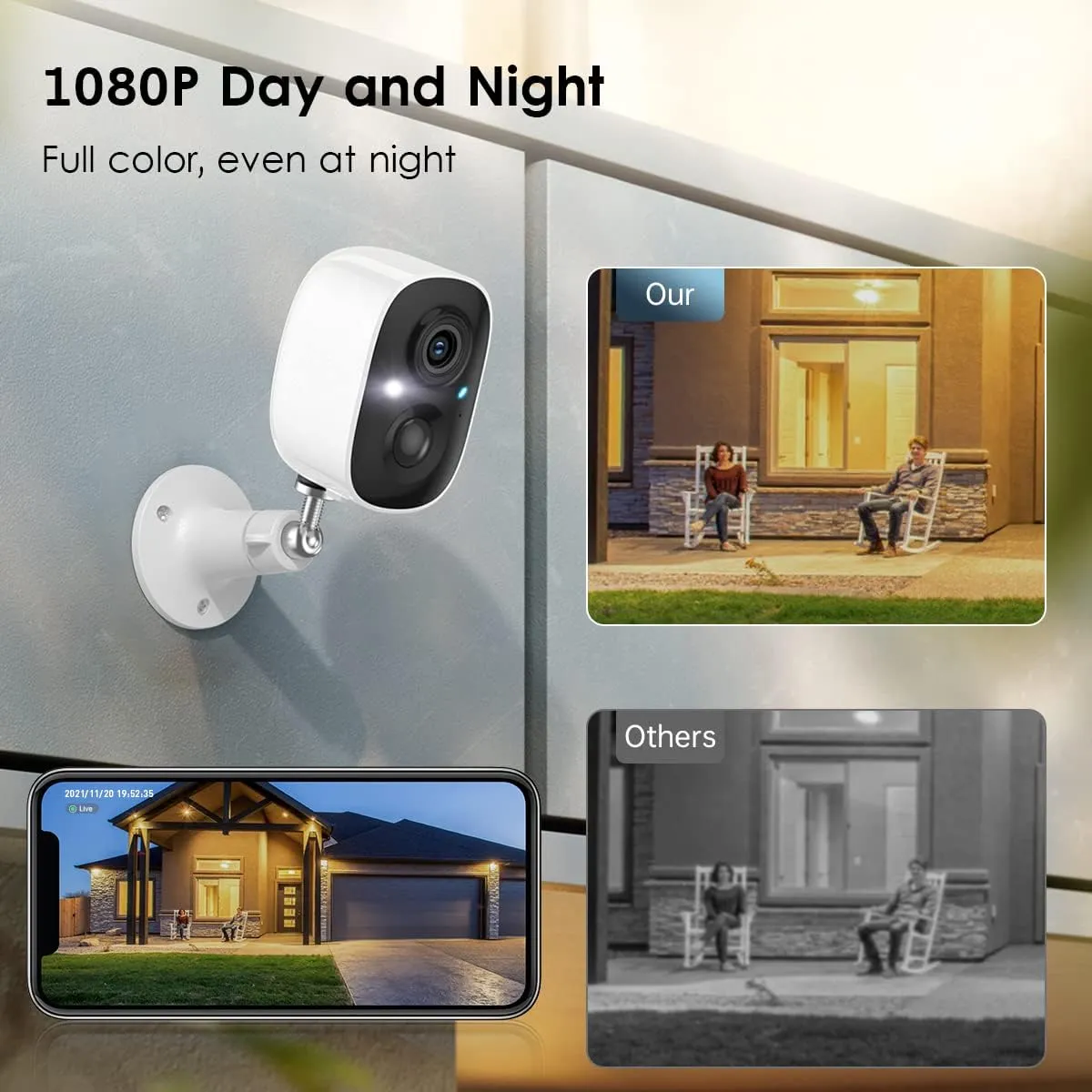 Geekee Security Cameras Wireless Outdoor 2-Way Talk Battery Powered Wi-Fi Cameras for Outside and Indoor 1080P Night Vision AI Motion Detection Siren Alarm IP65 Weatherproof 2-Pack