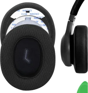 Geekria Comfort Extra Thick Mesh Fabric Replacement Ear Pads for JBL E55BT Headphones Ear Cushions, Headset Earpads, Ear Cups Cover Repair Parts (Black)