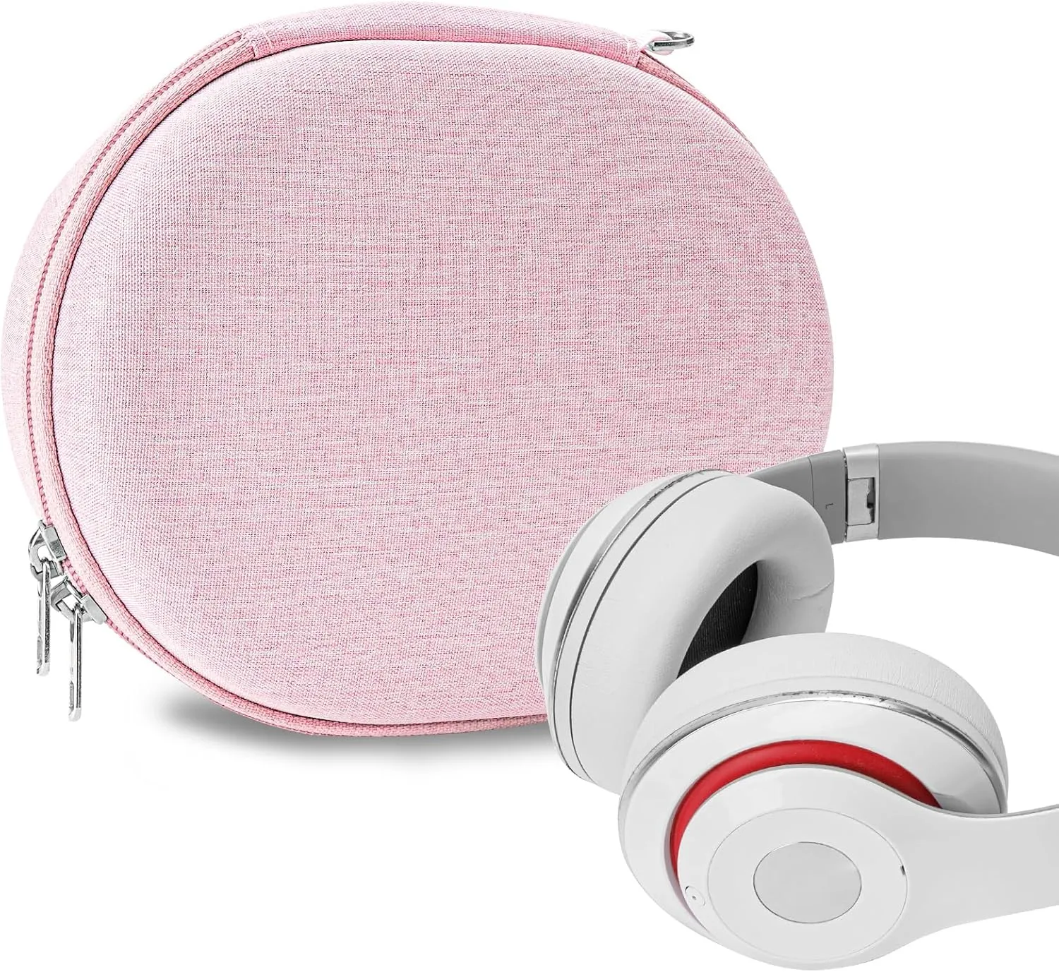 Geekria NOVA Headphones Case Compatible with Beats Studio Pro/3 Wireless/2, Replacement Hard Shell Travel Carrying Bag with Cable Storage (Pink)