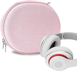 Geekria NOVA Headphones Case Compatible with Beats Studio Pro/3 Wireless/2, Replacement Hard Shell Travel Carrying Bag with Cable Storage (Pink)