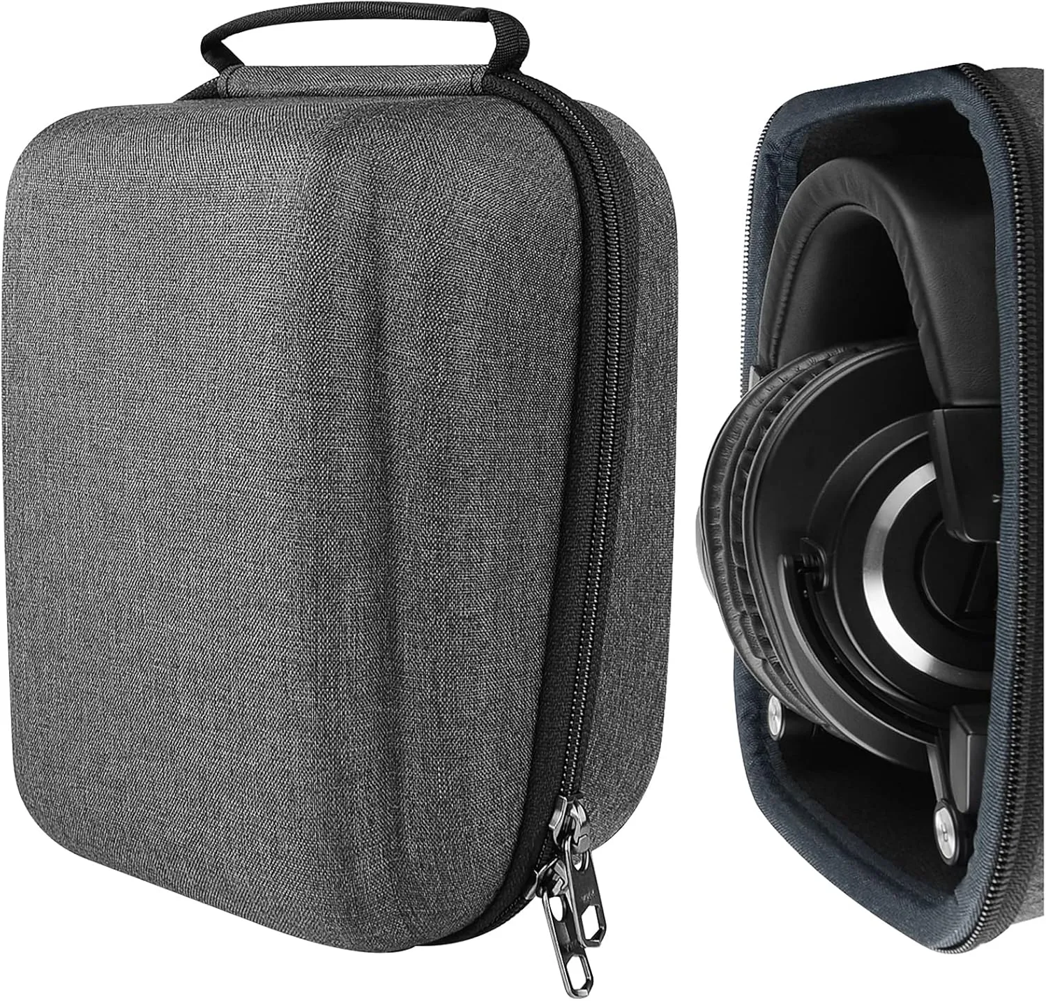 Geekria Shield Case Compatible with Audio-Technica ATH-M50XBT2, ATH-M50X, ATH-M40X Headphones, Replacement Protective Hard Shell Travel Carrying Bag with Cable Storage (Dark Grey)