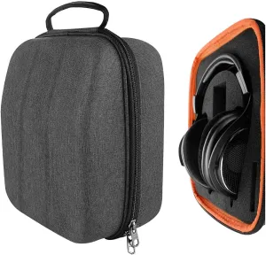 Geekria Shield Case for Large-Sized Over-Ear Headphones, Replacement Hard Shell Travel Carrying Bag with Cable Storage, Compatible with HiFiMAN HE 1000, SHURE SRH440 Headsets (Dark Grey)