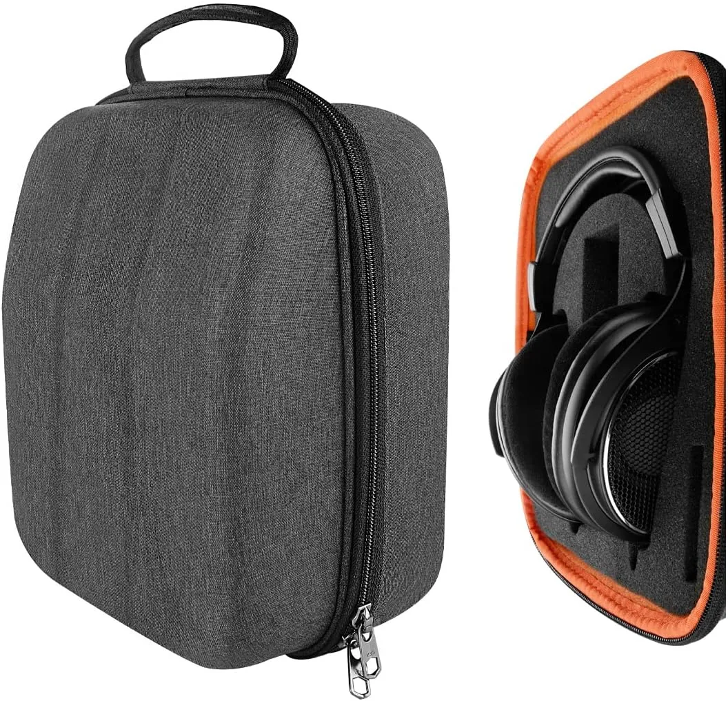 Geekria Shield Case for Large-Sized Over-Ear Headphones, Replacement Hard Shell Travel Carrying Bag with Cable Storage, Compatible with HiFiMAN HE 1000, SHURE SRH440 Headsets (Dark Grey)