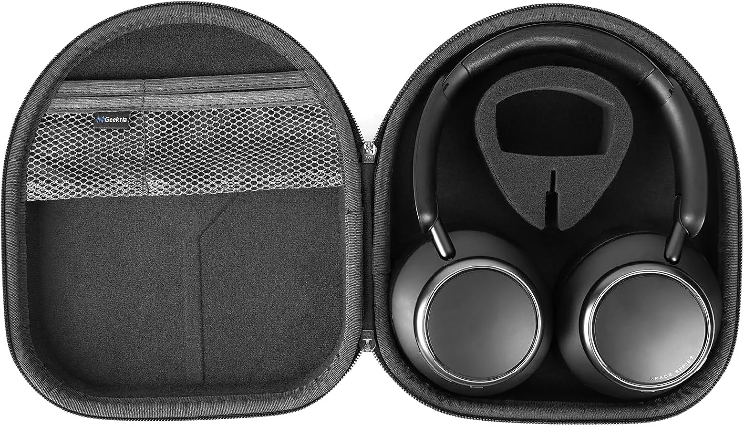 Geekria Shield Case Headphones Compatible with Anker Soundcore Q11i, Life Q20, Life Q30, Space Q45, Replacement Protective Hard Shell Travel Carrying Bag with Cable Storage (Black)