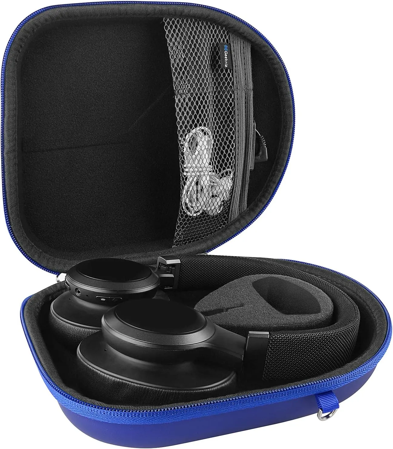 Geekria Shield Headphones Case Compatible with JBL Tune 760NC, 750NC, 720BT, Live 770NC, Replacement Hard Shell Travel Carrying Bag with Cable Storage (Blue)