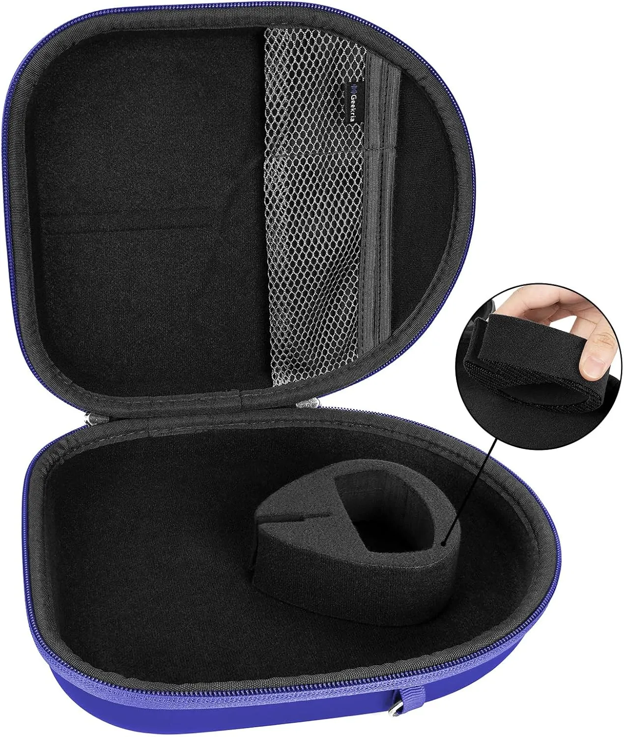 Geekria Shield Headphones Case Compatible with Skullcandy Riff 2, Hesh 3, Hesh Evo, Crusher Evo, Crusher ANC 2 Case, Replacement Hard Shell Travel Carrying Bag with Cable Storage (Blue)