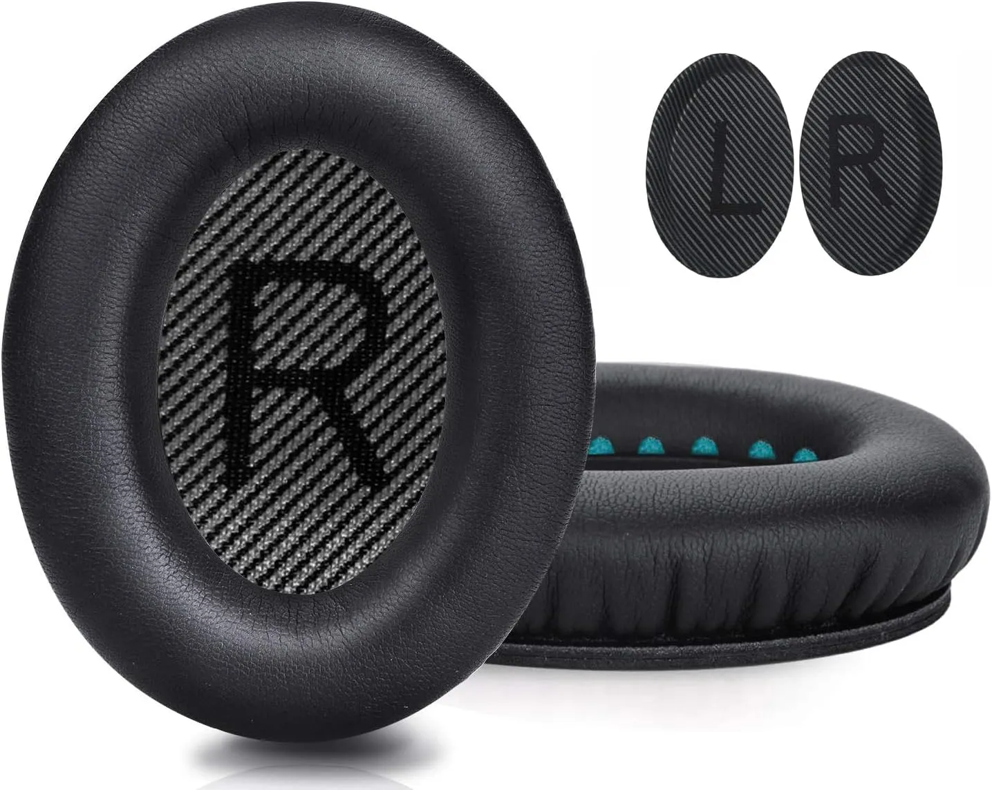 GEVO Replacement Ear Pads for Bose Quiet Comfort 35 Ear Cushion Kit Compatible with Bose QC 35/35 II Headphones Made of Protein Leather  Dustproof Scrims (Black)