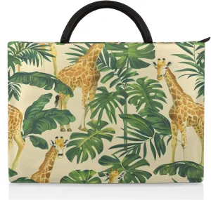 Giraffe Tropical Leaf Laptop Sleeve with Handle Waterproof Computer Carrying Case